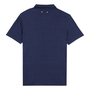 Einfarbiges Polohemd aus Leinenjersey für Herren Marineblau Rückansicht