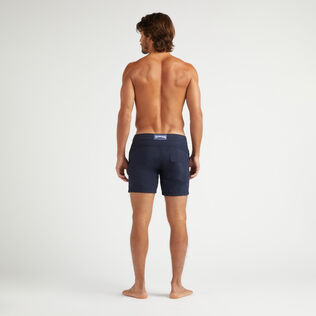 Men Stretch Swim Shorts Flat Belt - Vilebrequin x Ines de la Fressange Navy back worn view