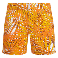 Men Stretch Short Swim Shorts Flat Belt Palm Leaves Mango front view