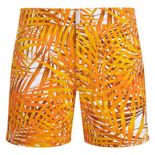 Men Stretch Short Swim Shorts Flat Belt Palm Leaves Mango front view