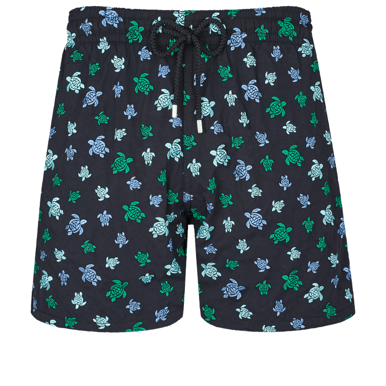 Men Swim Shorts Embroidered Micro Ronde Des Tortues Rainbow - Swimming Trunk - Mistral - Black - Size M - Vilebrequin