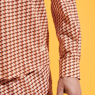 Camicia unisex leggera in voile di cotone Micro Mouettes Straw dettagli vista 1
