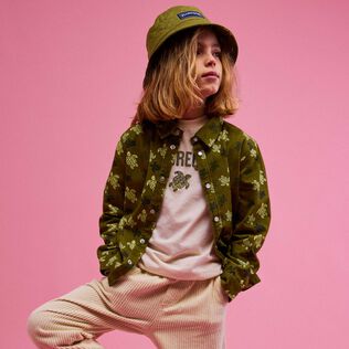 Boys Cotton T-shirt Ronde des Tortues Camo Off white front worn view