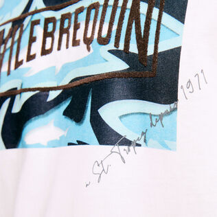 T-shirt en coton homme imprimé Requins 3D Off white vue de détail 1