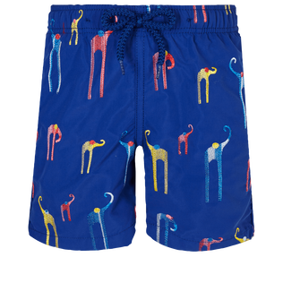 Bañador con bordado Giaco Elephant para niño Batik azul vista frontal