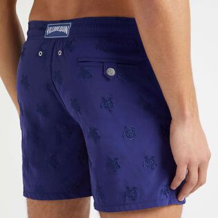 Men Swim Trunks Embroidered Micro Ronde des Tortues Diagonale - Limited Edition Midnight details view 2