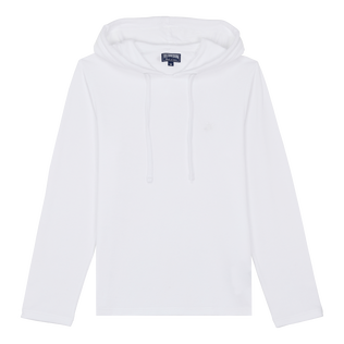 T-shirt manche longue à capuche en éponge Blanc vue de face
