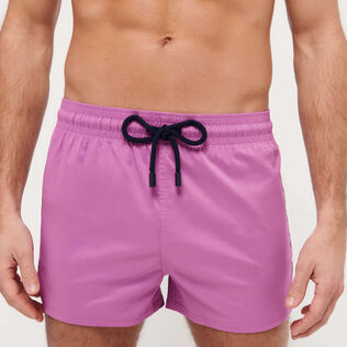 Men Swimwear Short and Fitted Stretch Solid Pink dahlia details view 1