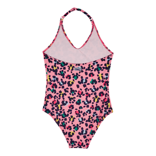 Girls One-piece Swimsuit Turtles Leopard Candy back view