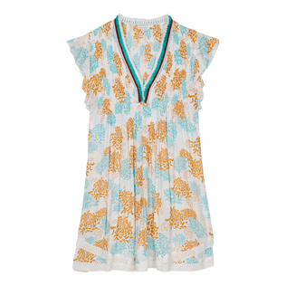Vestido corto con estampado Iridescent Flowers of Joy para mujer - Vilebrequin x Poupette St Barth Terracotta vista frontal