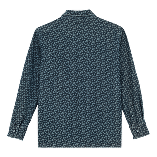 Micro Turtles Corrosion Printed Denim Men Jacket Dark denim w1 back view