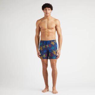 Bañador con estampado Ronde des Tortues Tricot para hombre: Vilebrequin x Falke Azul marino vista frontal desgastada