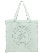 Linen Turtle Unisex Tote Bag Mineral Dye Water green front view