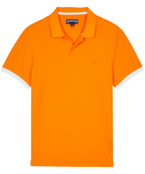 Men Cotton Pique Polo Shirt Solid Carrot 正面图
