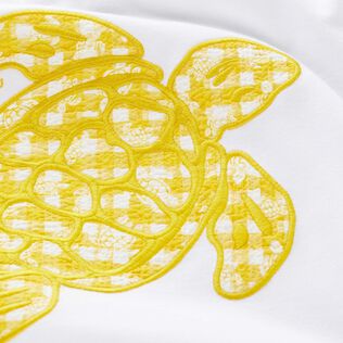 T-shirt en coton organique fille tortue brodée Blanc vue de détail 1