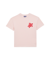 Boys Organic Cotton T-shirt Embroidered Turtle Peony front view