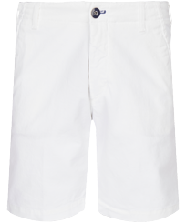 Men Cotton Bermuda Shorts Solid White front view