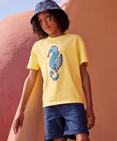 Boys T-Shirt Seahorse Sunflower front worn view