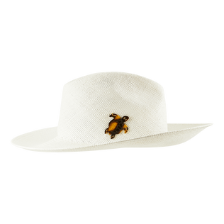 Solid Hut aus Naturstroh für Damen Sand Rückansicht