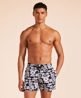 Men Stretch Swim Shorts Tahiti Turtles Black front worn view