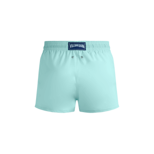 Costume da bagno corto uomo stretch e aderente a tinta unita Blu pacifico vista posteriore