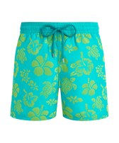 Men Ultra-light and packable Flocked Swim Shorts Tropical Turtle Disco green 正面图