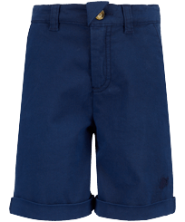Boys Bermuda Solid Navy front view