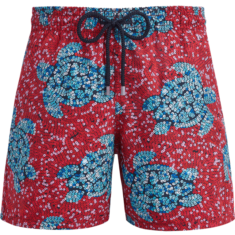 Men Swim Shorts Turtles Sequins - Moorea - Red