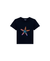 Camiseta en algodón orgánico con estampado Disco Stars para niño Azul marino vista frontal