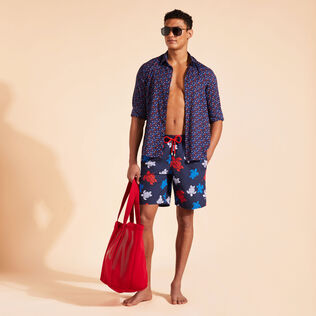 Camicia leggera in voile di cotone Micro Ronde Des Tortues Rainbow Blu marine dettagli vista 1