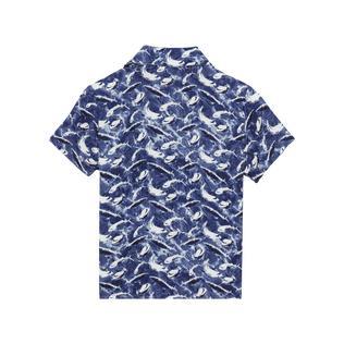 男童整版 Requins 棉质衬衫 Navy 后视图