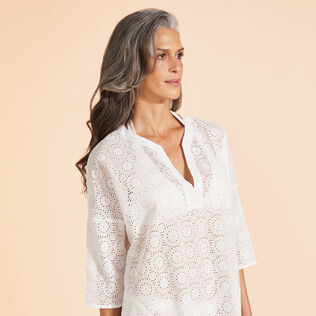Women Cotton Cover-up Broderies Anglaises Off white details view 2
