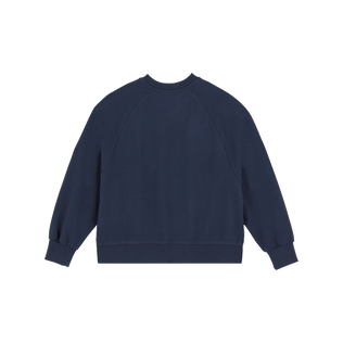 Sweatshirt mit Rundhalsausschnitt aus Bio-Baumwolle mit Logo für Jungen Marineblau Rückansicht