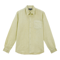 Men Linen Shirt Mineral Dye Lemongrass front view