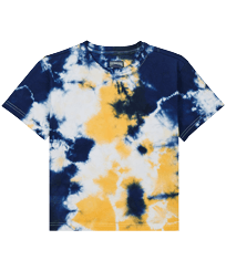 Camiseta en algodón orgánico con estampado Tie & Dye para niño Azul marino vista frontal