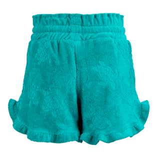 Girls Terry Swim Shorts Ronde des Tortues  Tropezian green back view