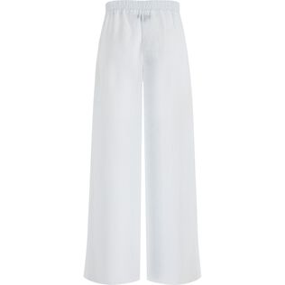 Women White Linen Pants- Vilebrequin x Angelo Tarlazzi White back view