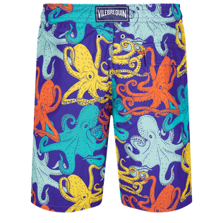 Costume da bagno uomo elasticizzato lungo Octopussy Purple blue vista posteriore