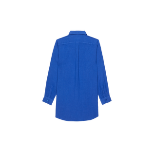 Women Linen Shirt Dress Solid Marrakech back view