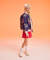 Chaqueta polar reversible para niña Off white vista frontal desgastada