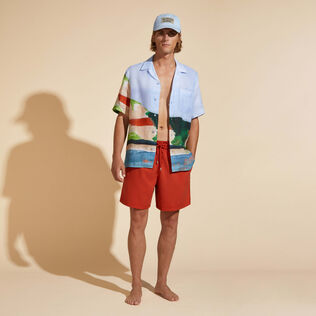 Pantaloncini mare uomo tinta unita - Vilebrequin x Highsnobiety Rooibos dettagli vista 1