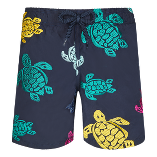 Boys Swimwear Embroidered Ronde Tortues Multicolores - Limited Edition Navy front view