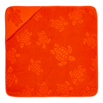 Toalla de playa en Turtle jacquard de color liso para bebé Rust vista frontal