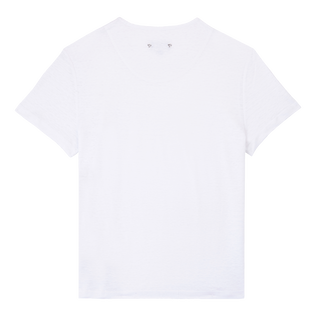 T-shirt in jersey di lino tinta unita Bianco vista posteriore