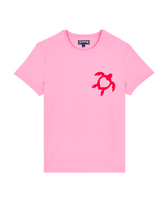 T-shirt in cotone biologico con motivo floccato Turtle Heart Tahiti Petunia vista frontale