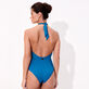 Damen Einteiler Uni - Badeanzug mit tiefem Rückenausschnitt für Damen, Scuba blue Rückansicht getragen