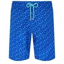 Maillot de bain homme long ultra léger et pliable Micro Ronde Des Tortues Bleu de mer vue de face