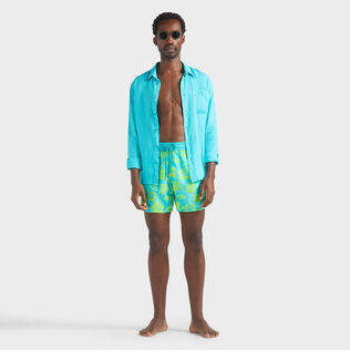 Men Ultra-light and packable Flocked Swim Shorts Tropical Turtle Disco green details view 3