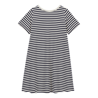 Vestido a rayas para niña Marino / blanco vista trasera