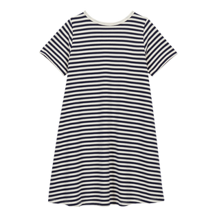 Streifen-Kleid für Mädchen Marineblau/weiss Rückansicht